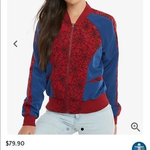 Marvel Spider-Man Satin Bomber Jacket from Her Universe. Size: Small (Juniors)